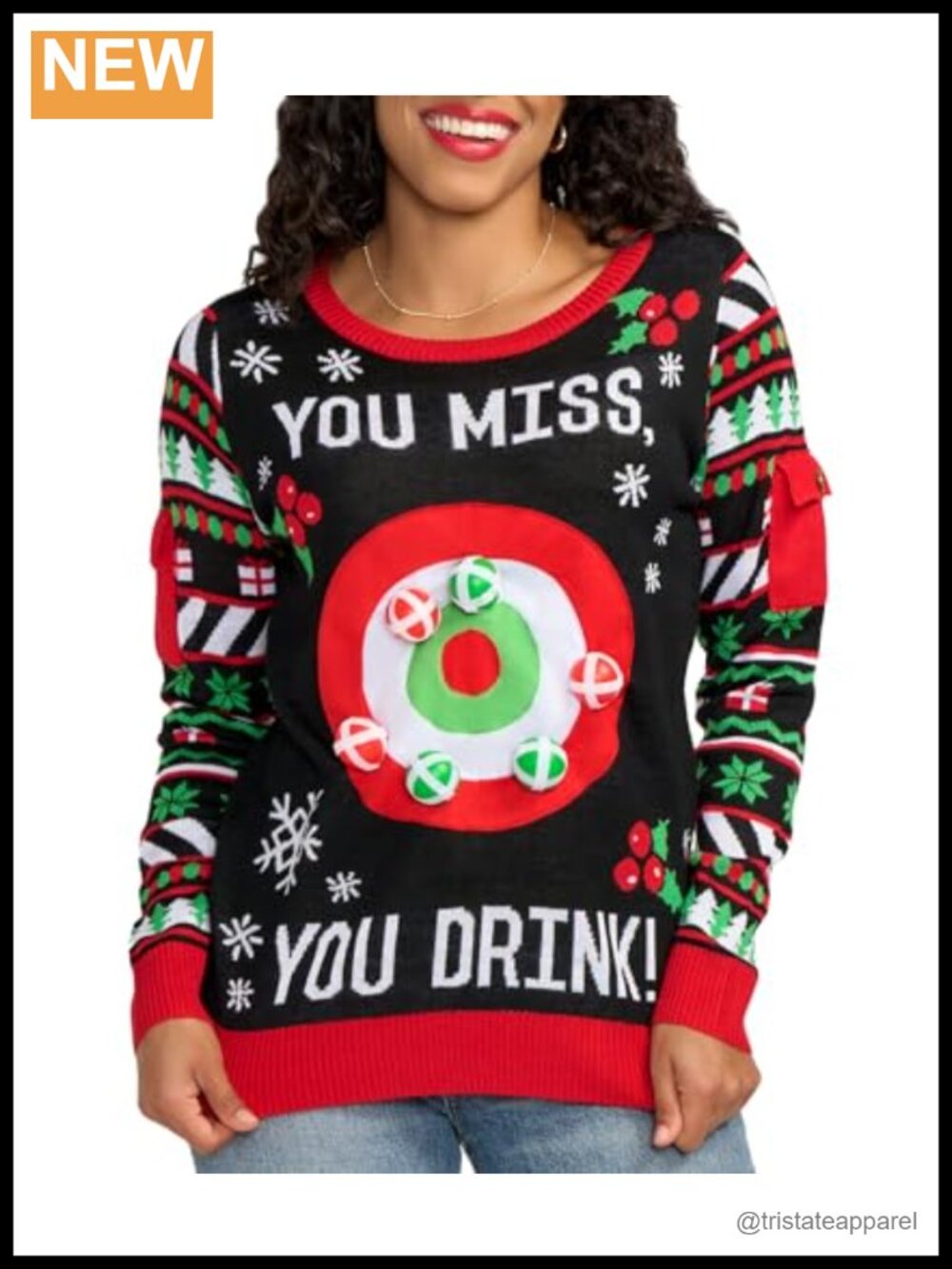 Tipsy Elves Embellished Ugly Christmas Sweater Pullover Lightweight Holiday